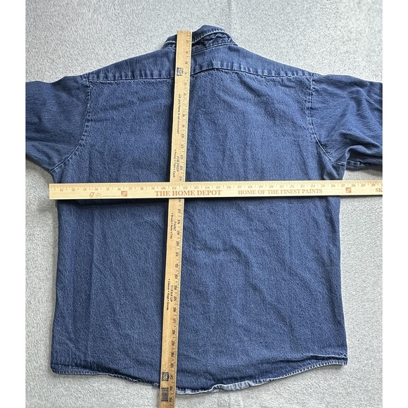 Red Kap Denim Shirt Mens 2XL Button Down Western Fort Worth Embroidered Workwear - Picture 5 of 9